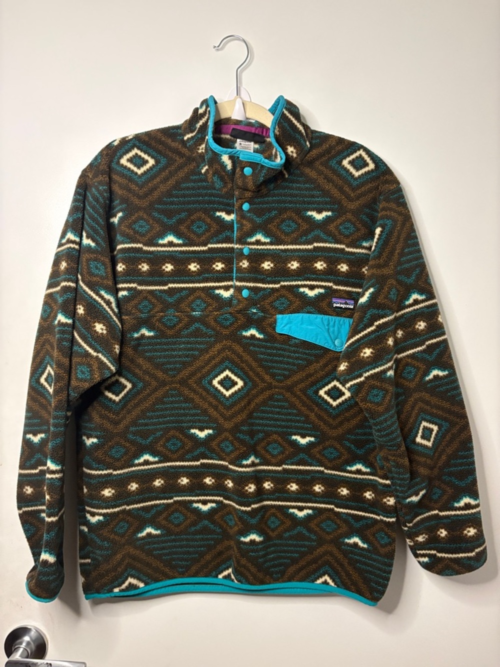 PATAGONIA SYNCHILLA PULLOVER MENS SIZE M SNAP T FLEECE ABSTRACT AZTEC 2013!!